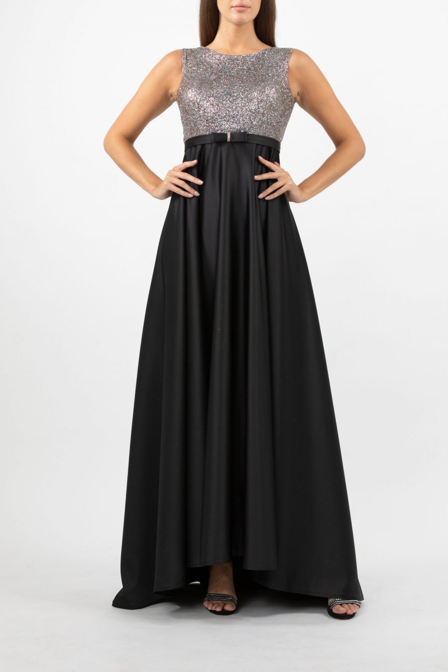 Boat Neck - A-Line Evening Dress