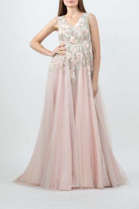 V-Neck - A-Line Gown Dress