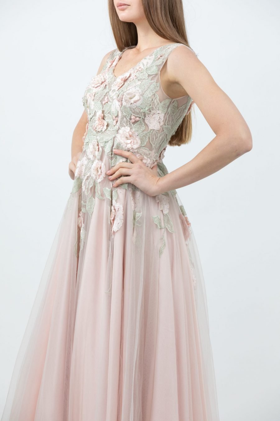 V-Neck - A-Line Gown Dress - Image 2