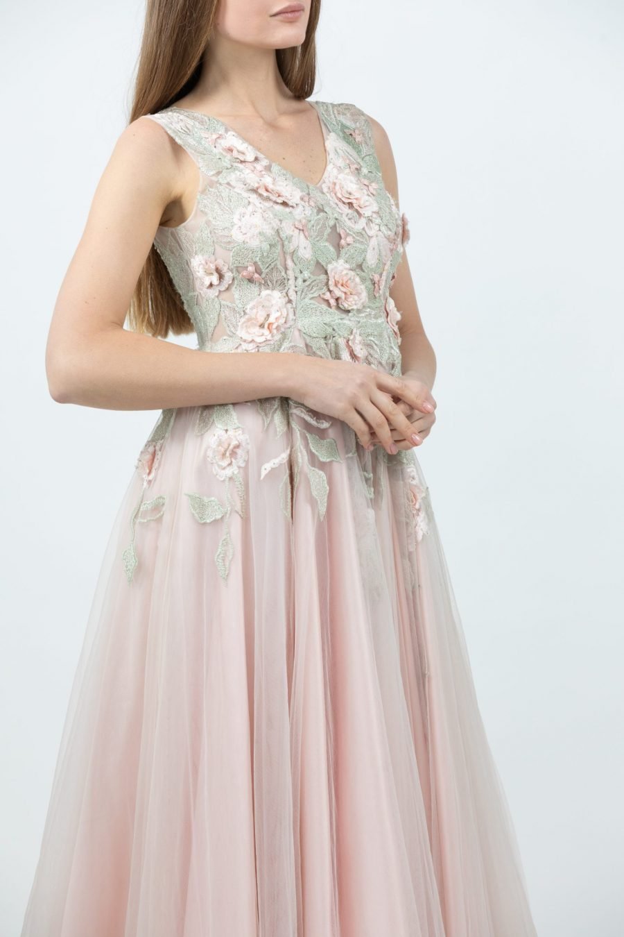 V-Neck - A-Line Gown Dress - Image 3