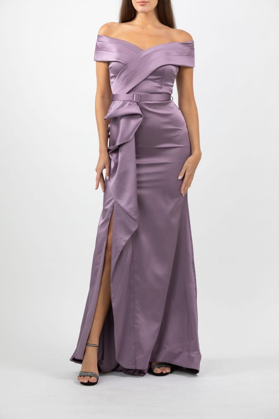 OFF-Shoulder - High Knee Evening Dress - Image 9