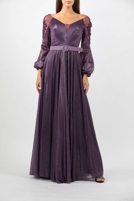 V-Neck  - Column Evening  Dress