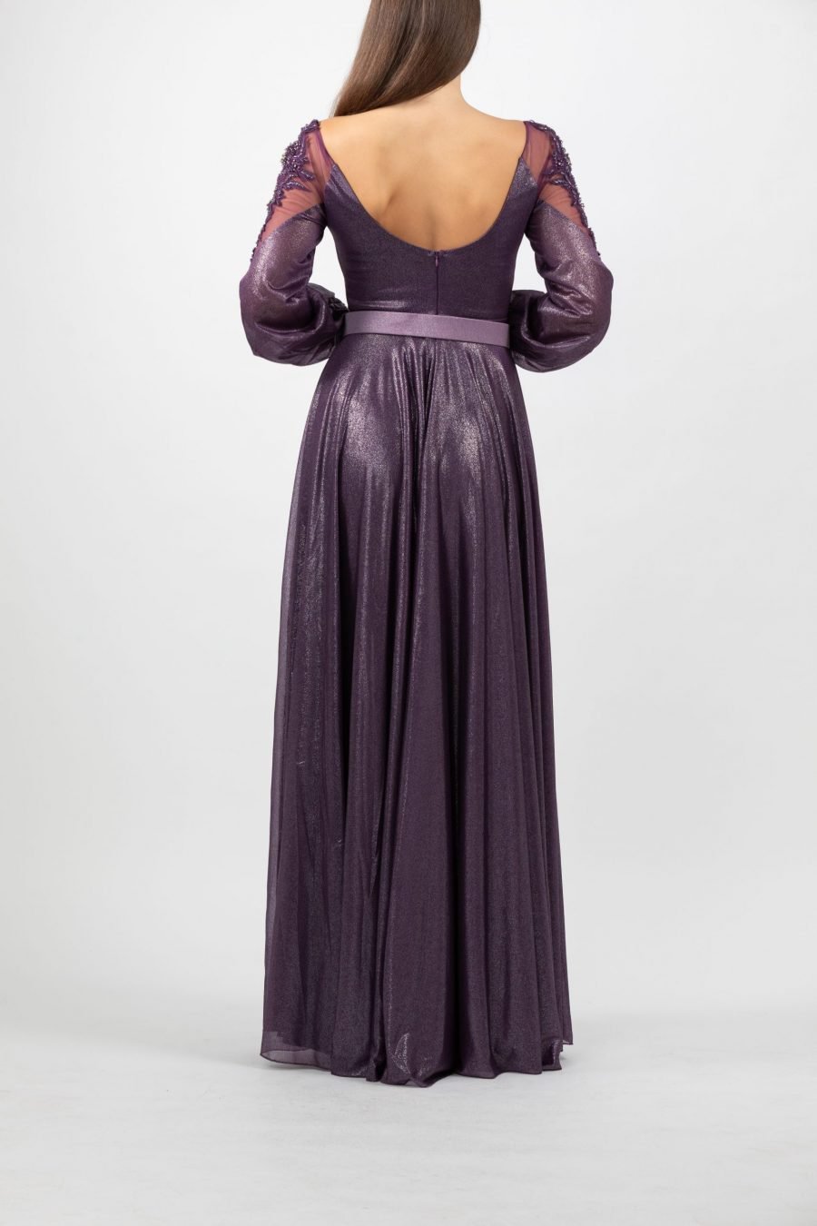 V-Neck  - Column Evening  Dress - Image 4