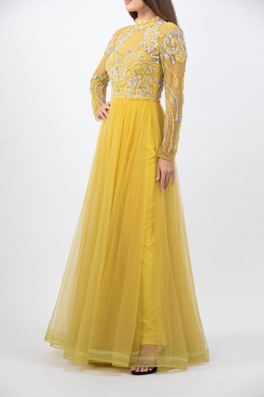 Jewel-Neck   A-Line Gown  Dress - Image 2
