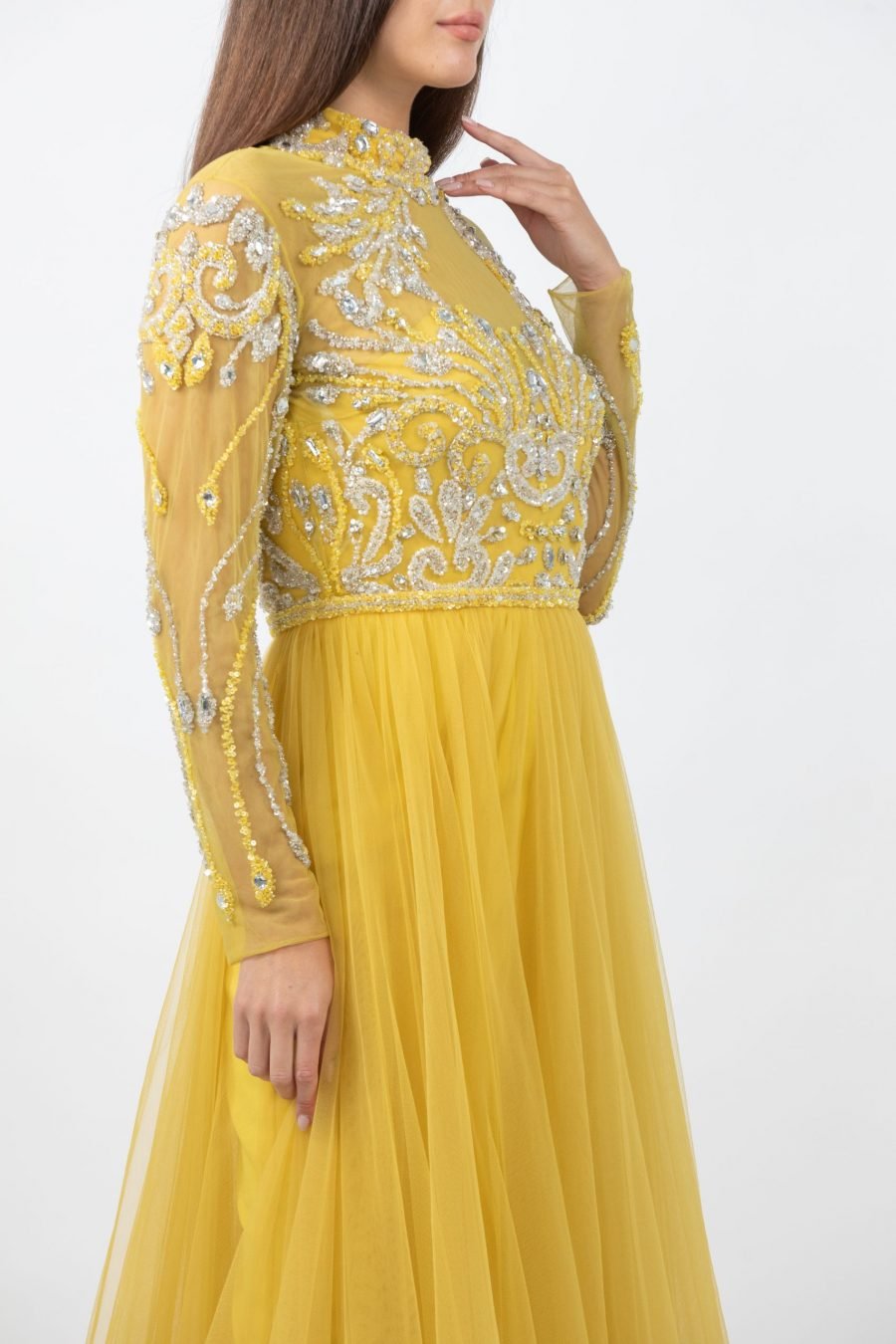 Jewel-Neck   A-Line Gown  Dress - Image 3
