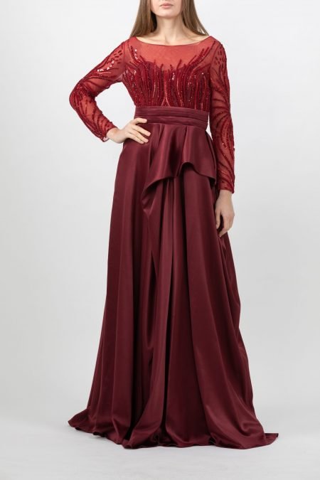Boat Neck - Column Evening Dress