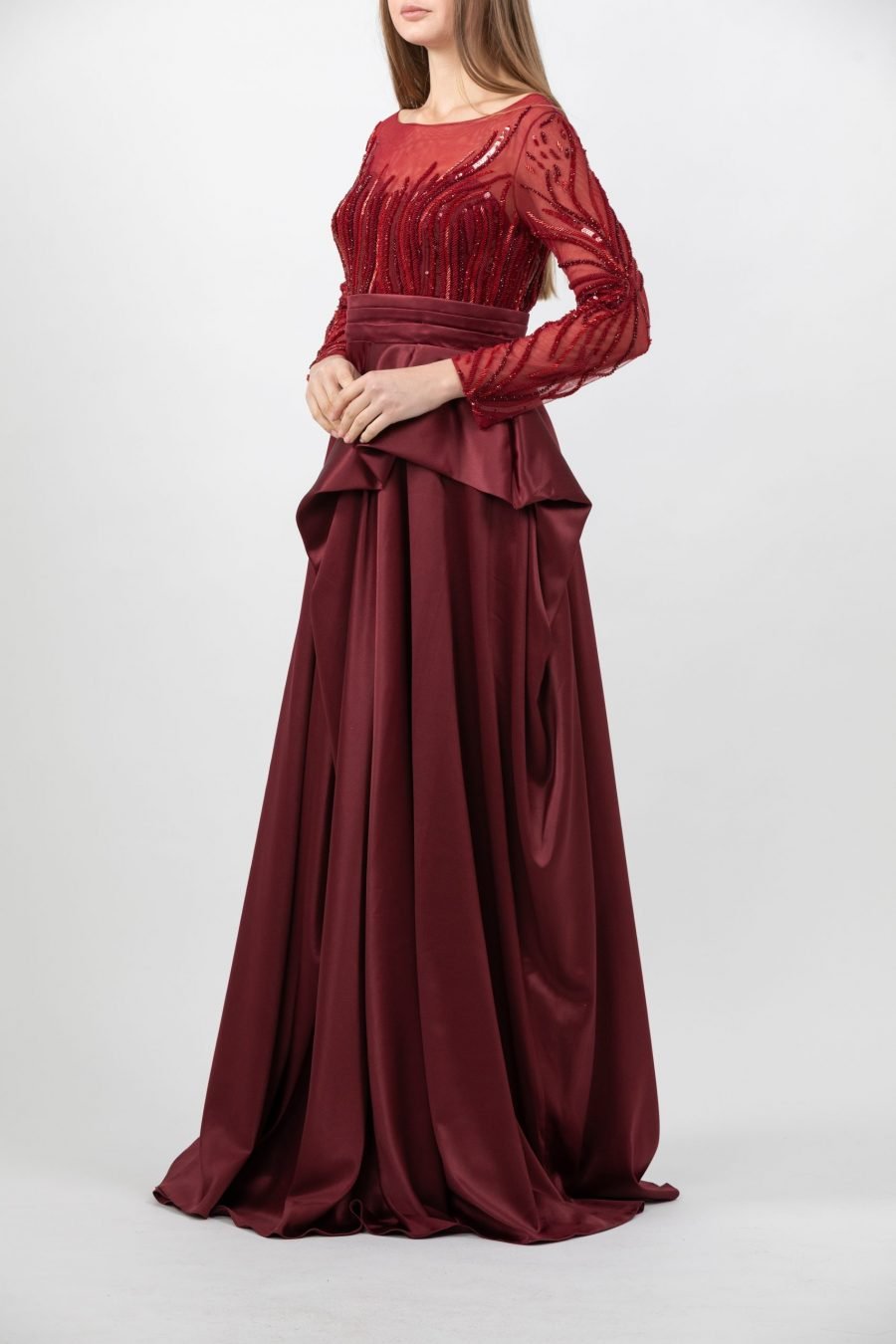 Boat Neck - Column Evening Dress - Image 2