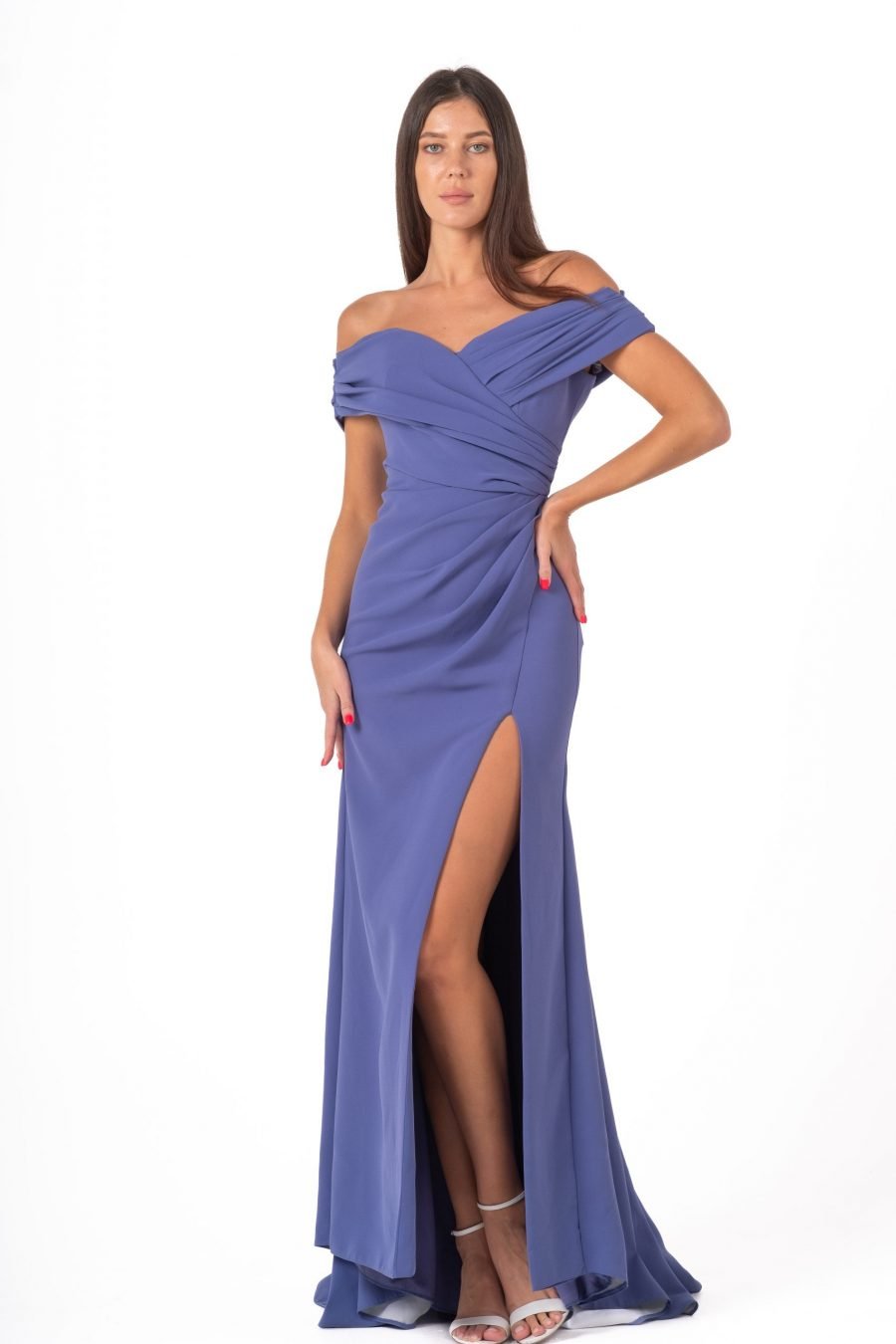 Off-Shoulder High Knee Evening Dress