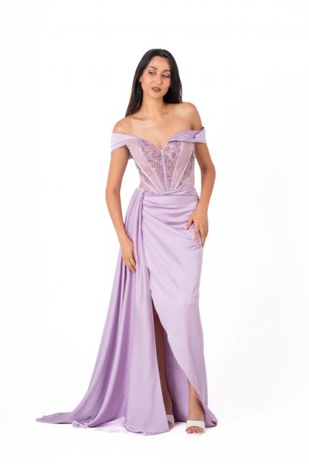 Off-Shoulder High Knee Evening Dress