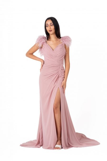 V-Neck High Knee Evening Dress