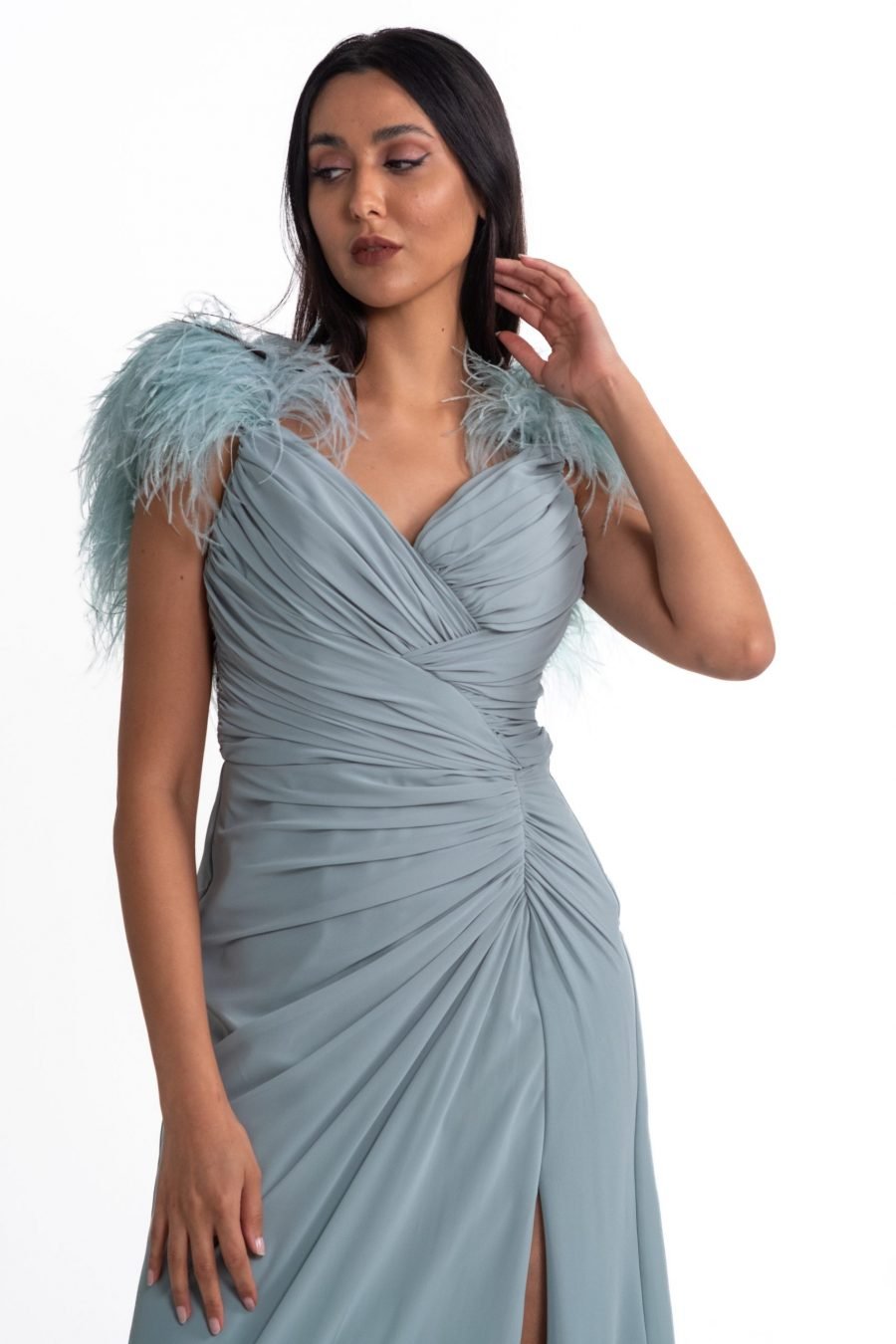 V-Neck High Knee Evening Dress - Image 9