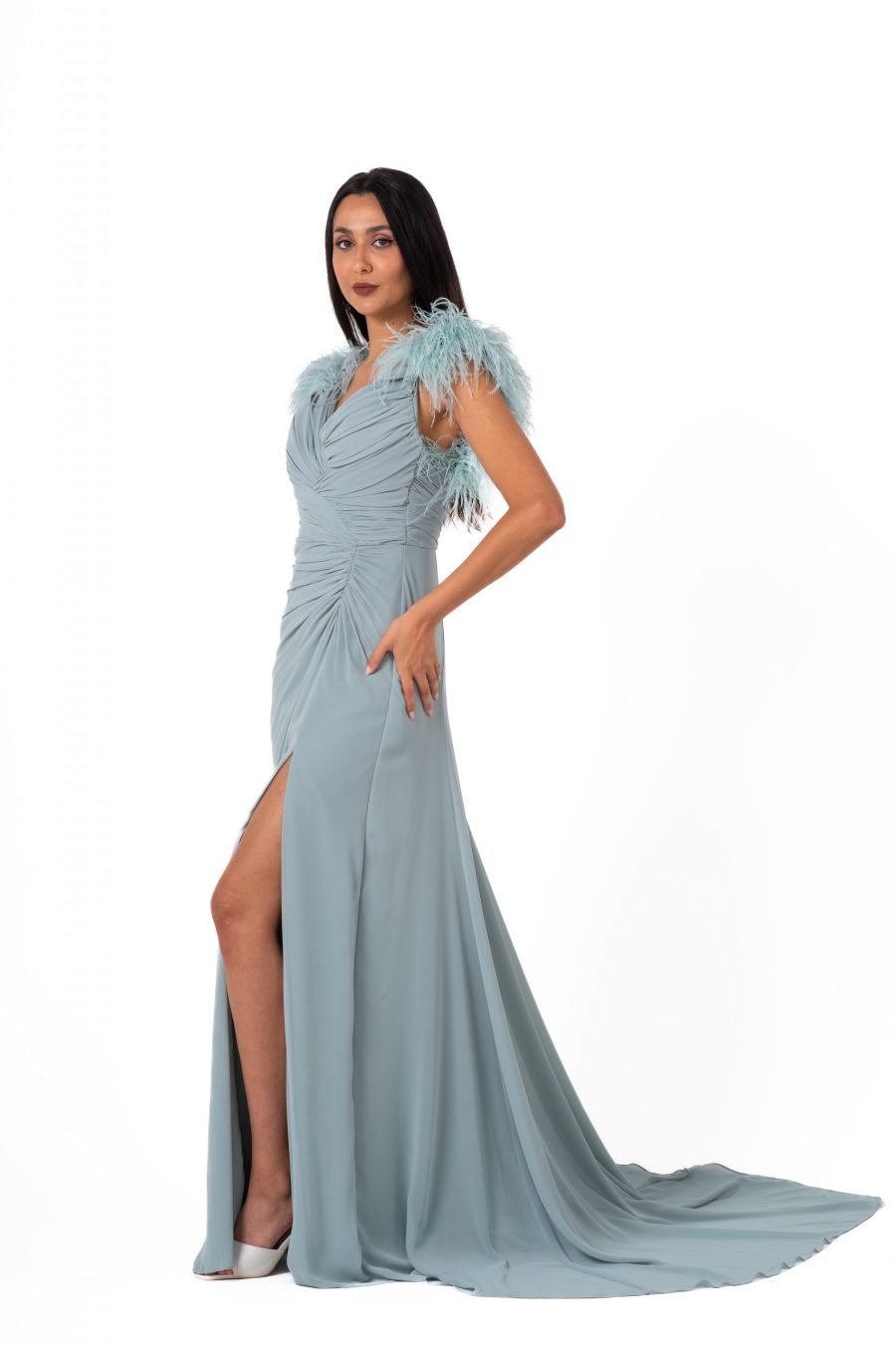 V-Neck High Knee Evening Dress - Image 11