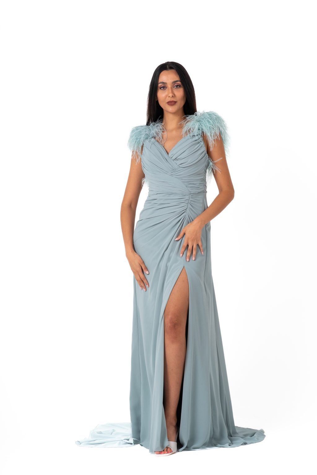 V-Neck High Knee Evening Dress - Image 10