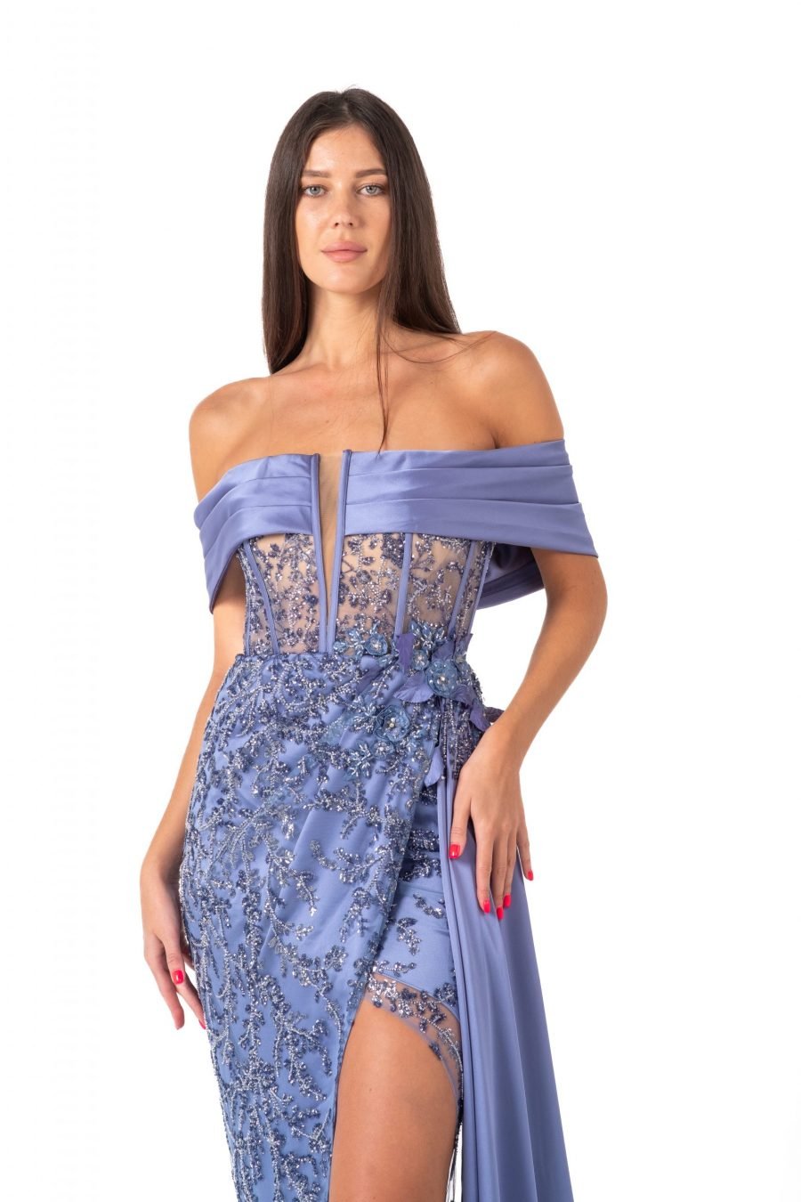 Off-Shoulder High Knee Evening Dress - Image 2