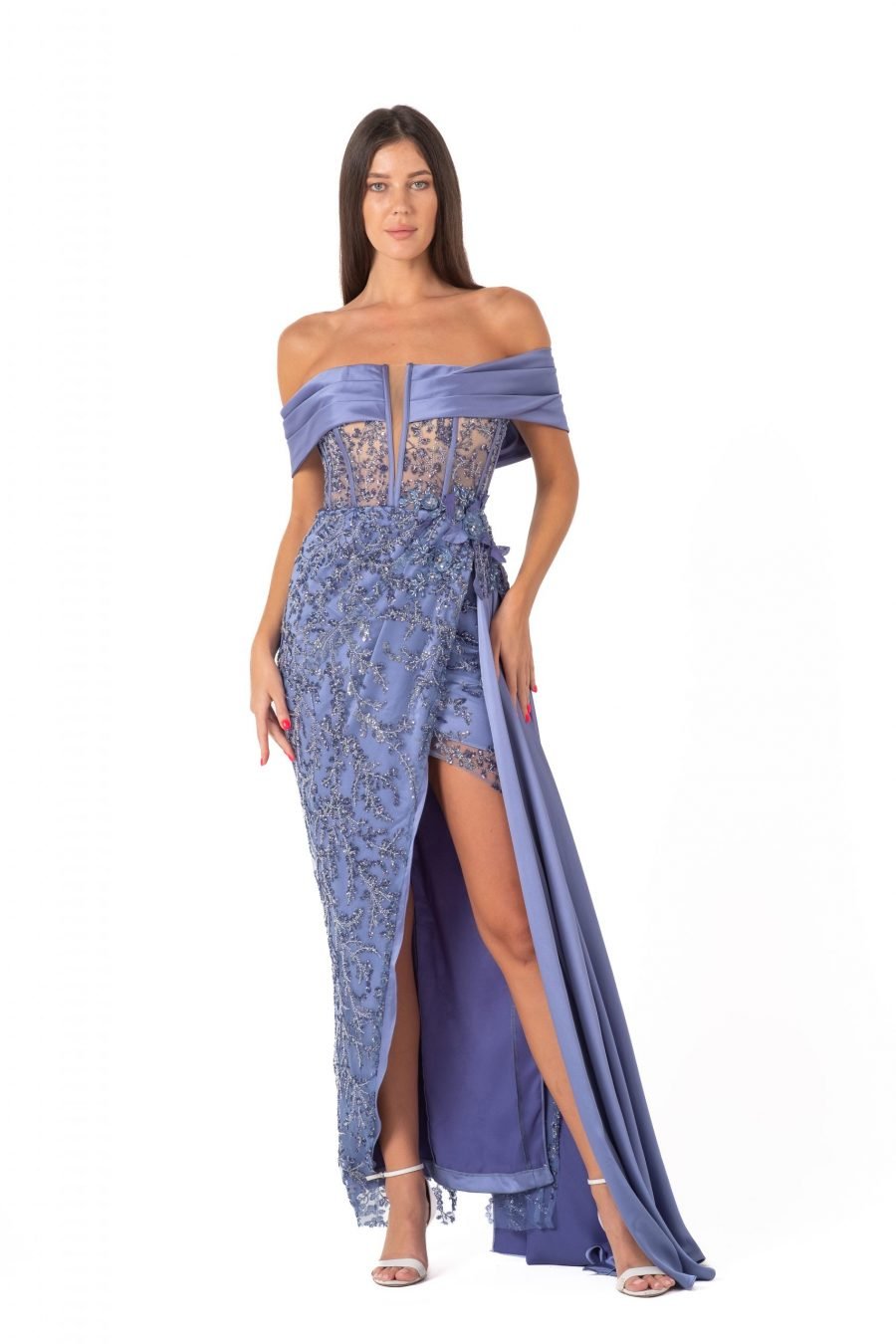 Off-Shoulder High Knee Evening Dress