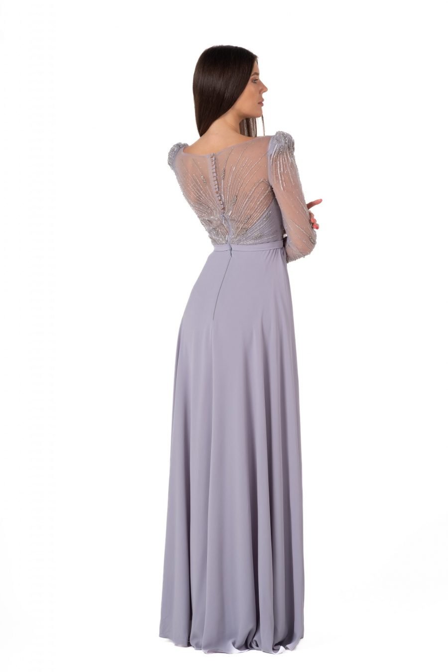 Boat neck High Knee Evening Dress - Image 12
