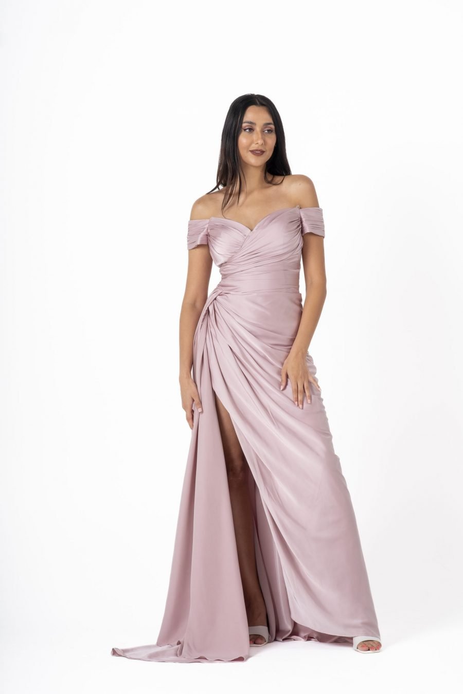 Off-Shoulder High Knee Evening Dress