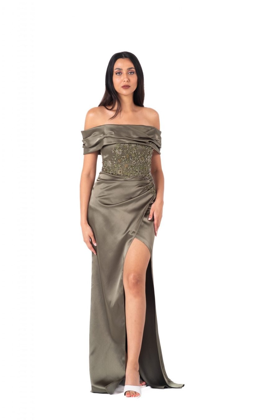 Off-Shoulder High Knee Evening Dress