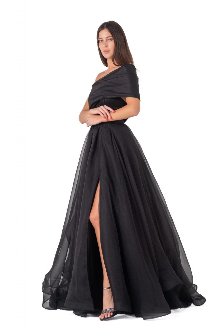 Asymmetric High Knee Princess Evening Dress - Image 11