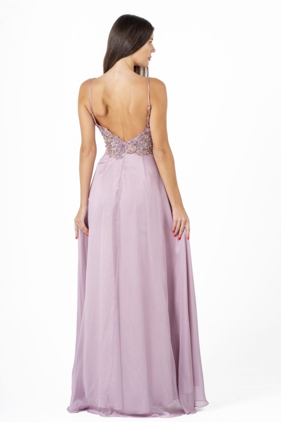 V-Neck High Knee Evening Dress - Image 4