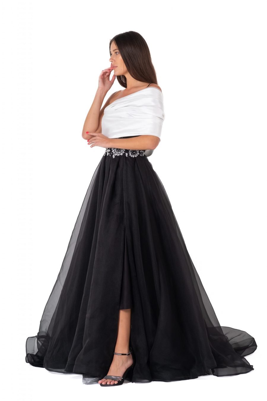 Asymmetric High Knee Princess Evening Dress - Image 3