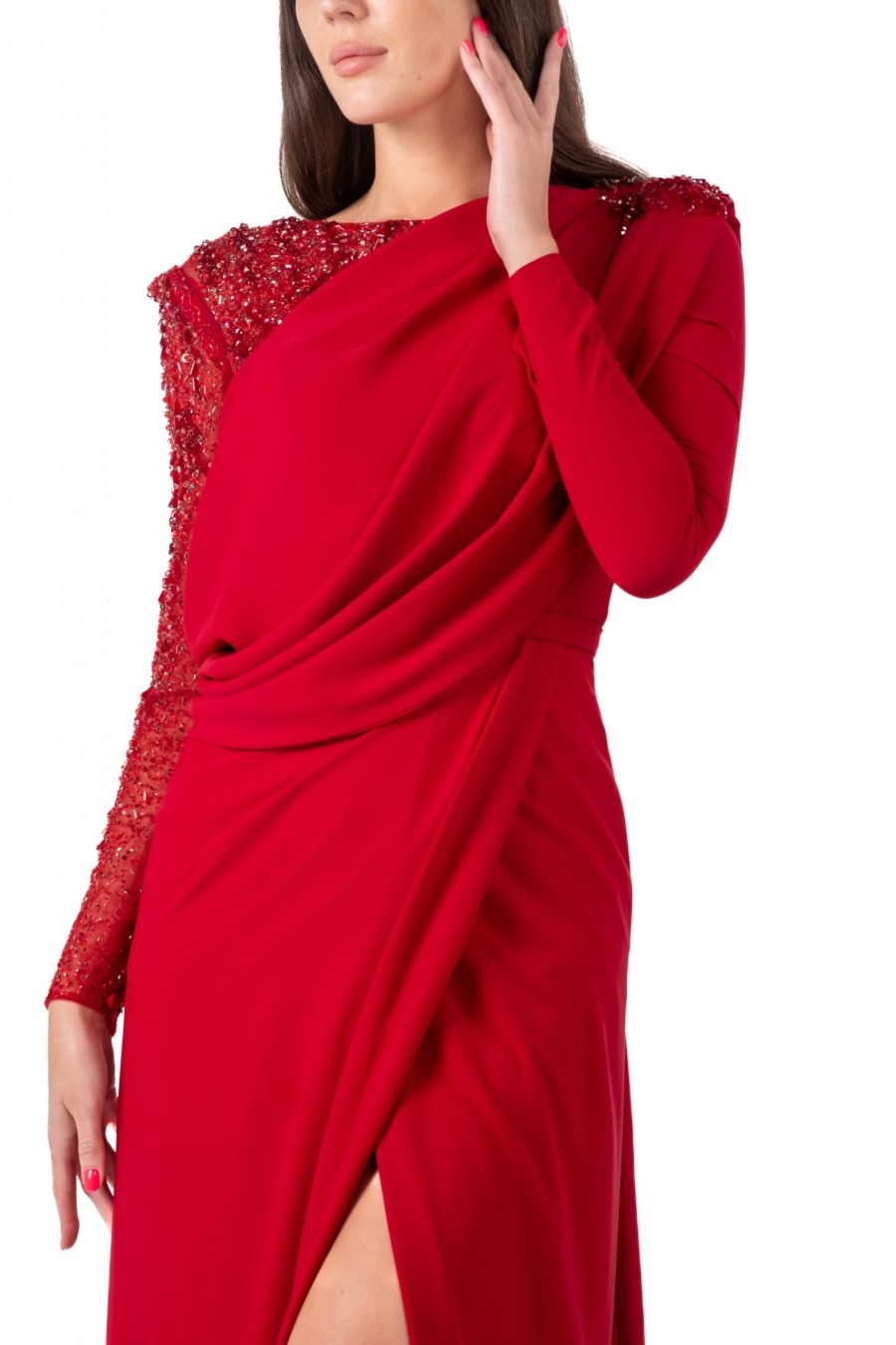 Boat neck High Knee Evening Dress - Image 2