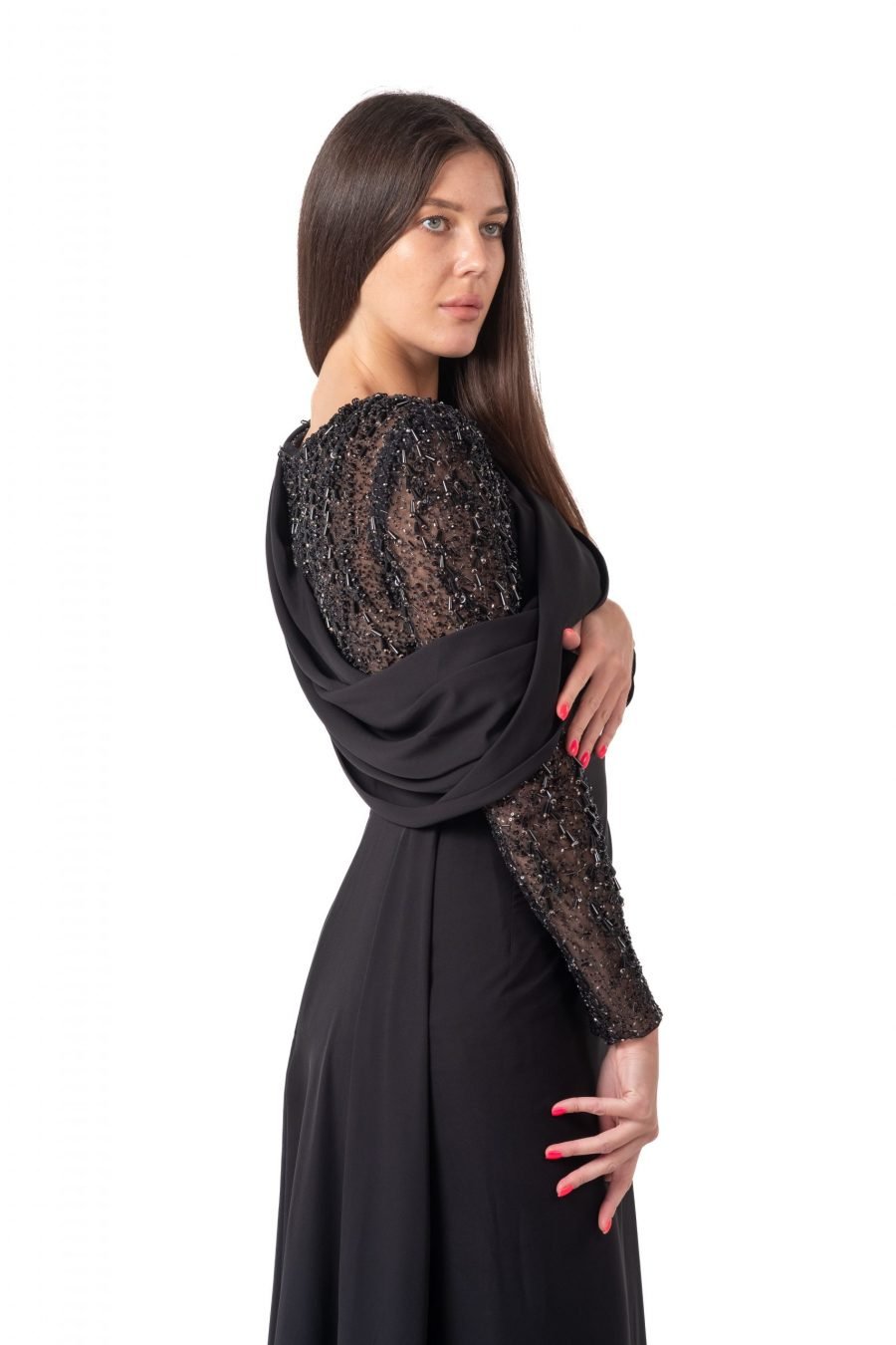 Boat neck High Knee Evening Dress - Image 19