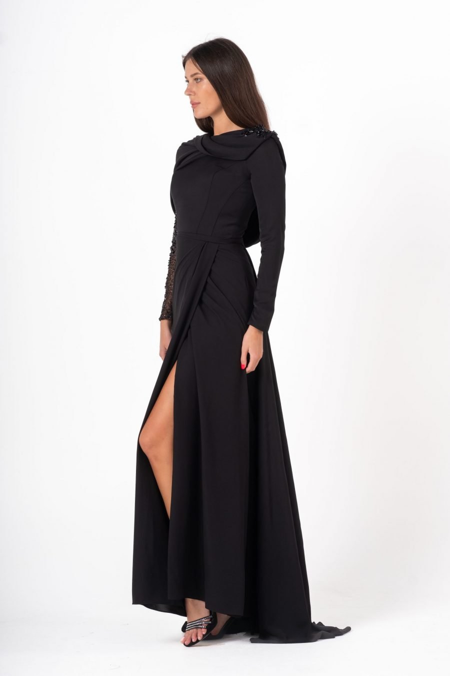 Boat neck High Knee Evening Dress - Image 18