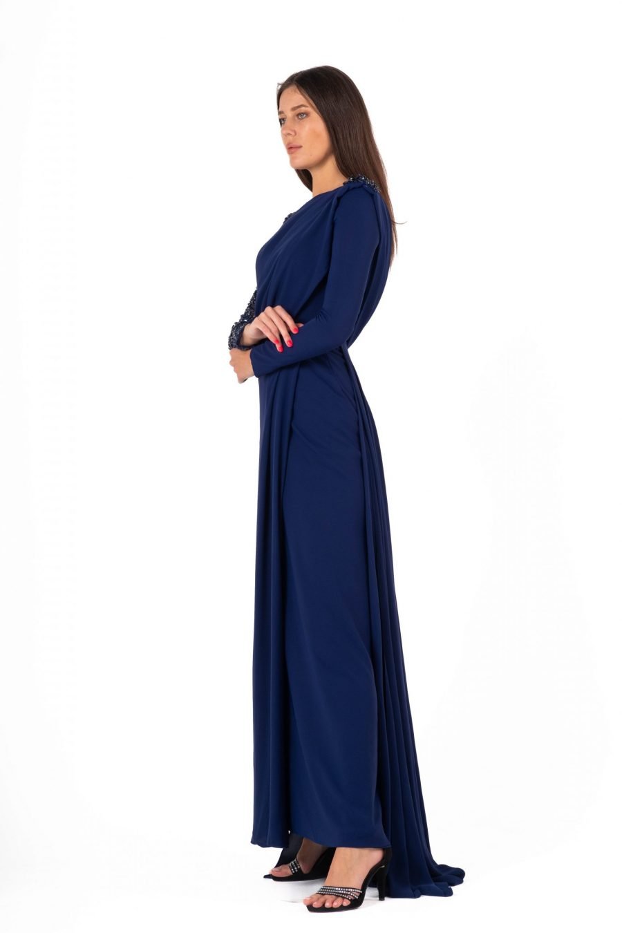 Boat neck High Knee Evening Dress - Image 7