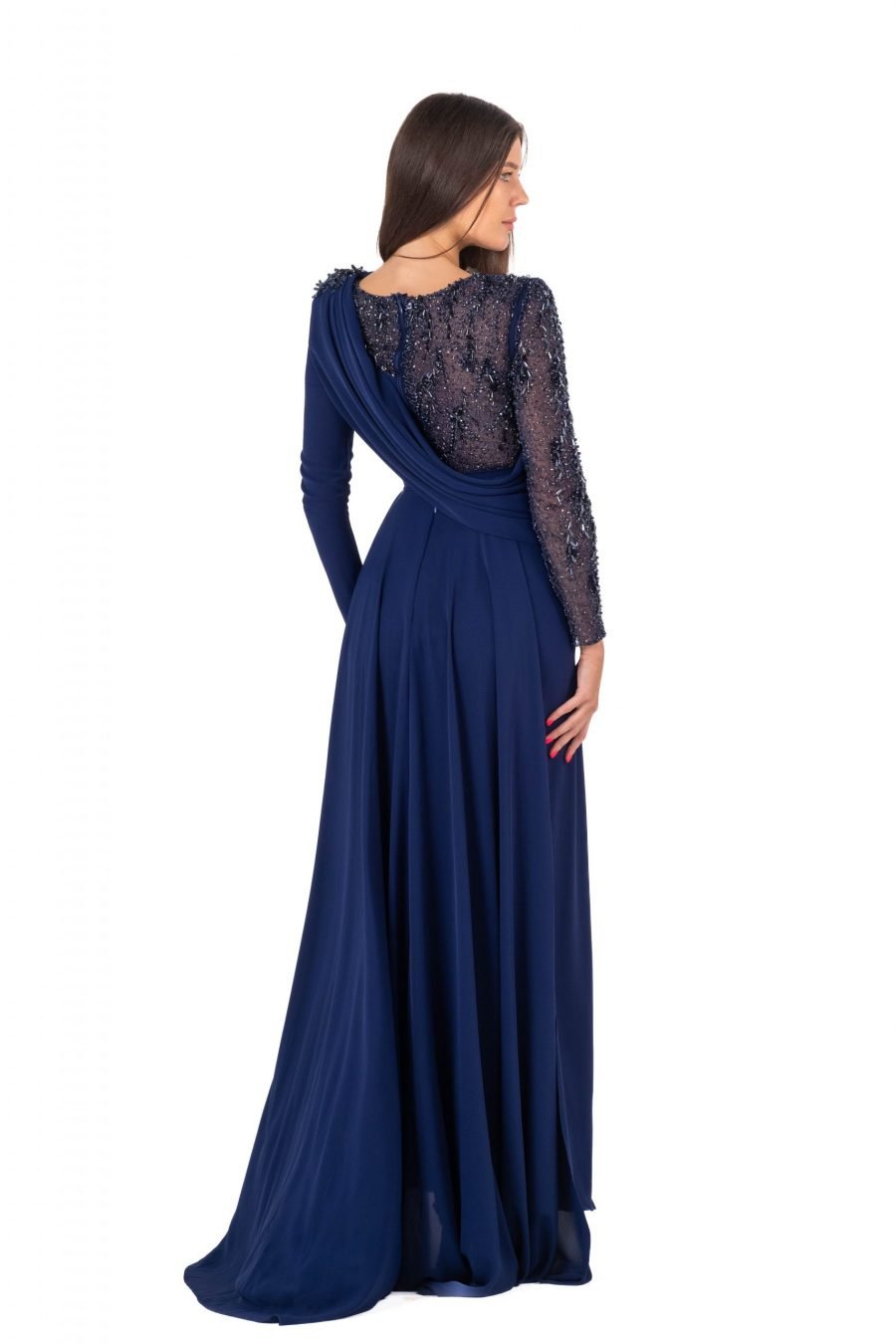 Boat neck High Knee Evening Dress - Image 8