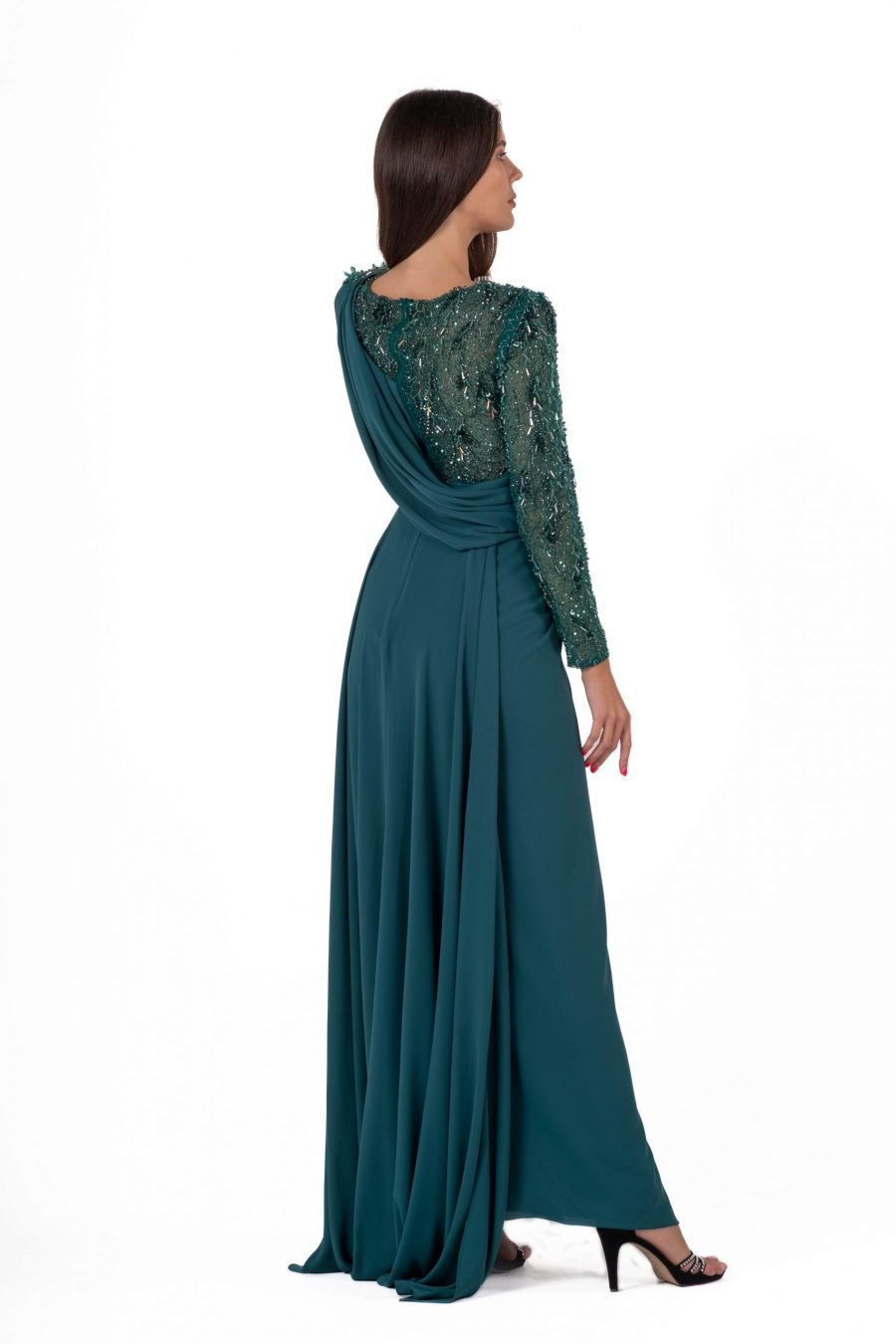 Boat neck High Knee Evening Dress - Image 16