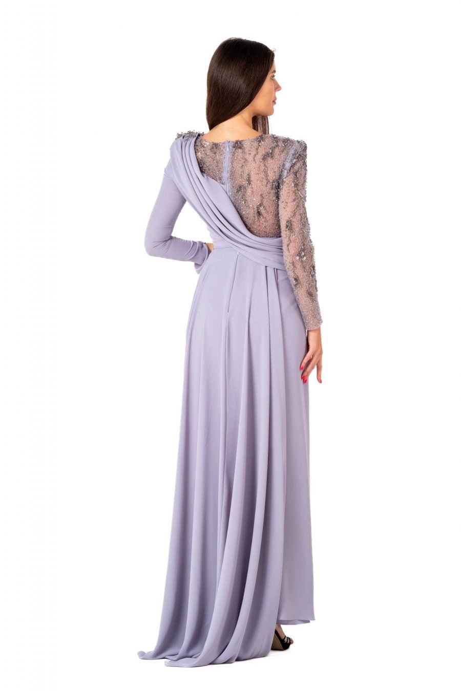 Boat neck High Knee Evening Dress - Image 12