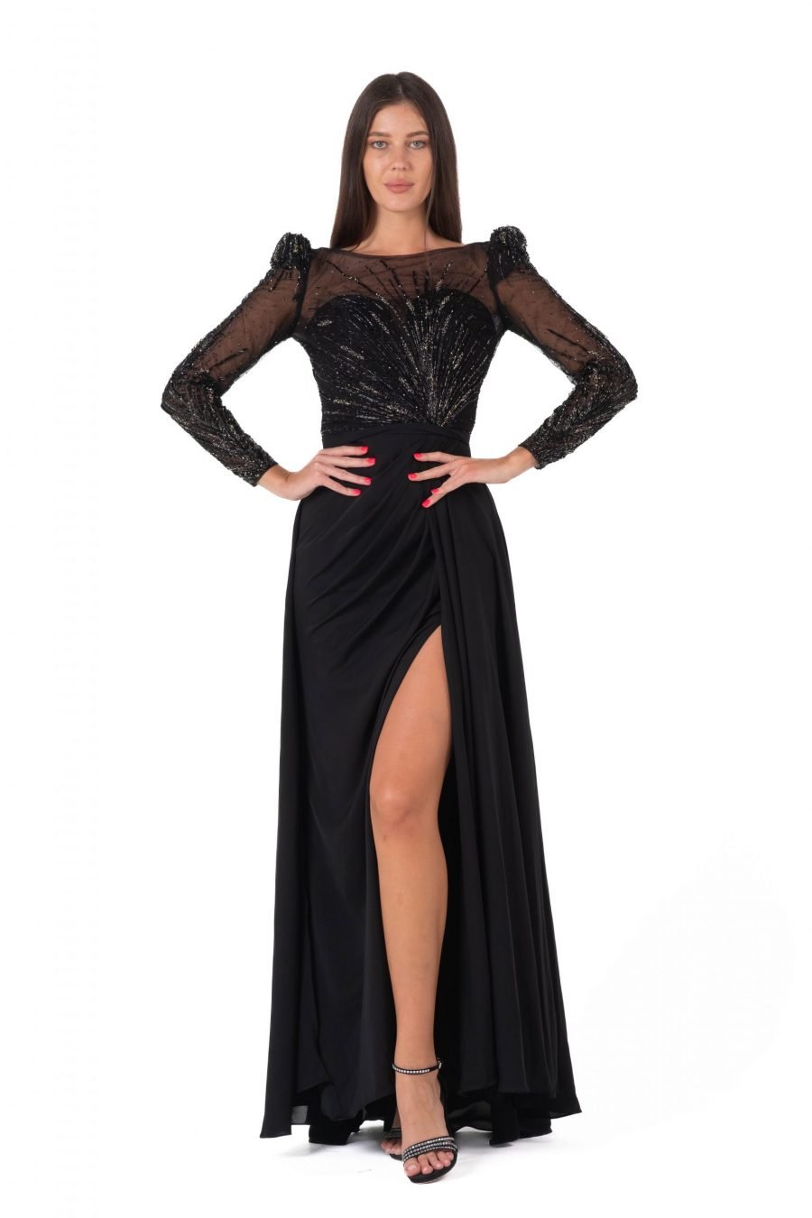 Boat neck High Knee Evening Dress - Image 5