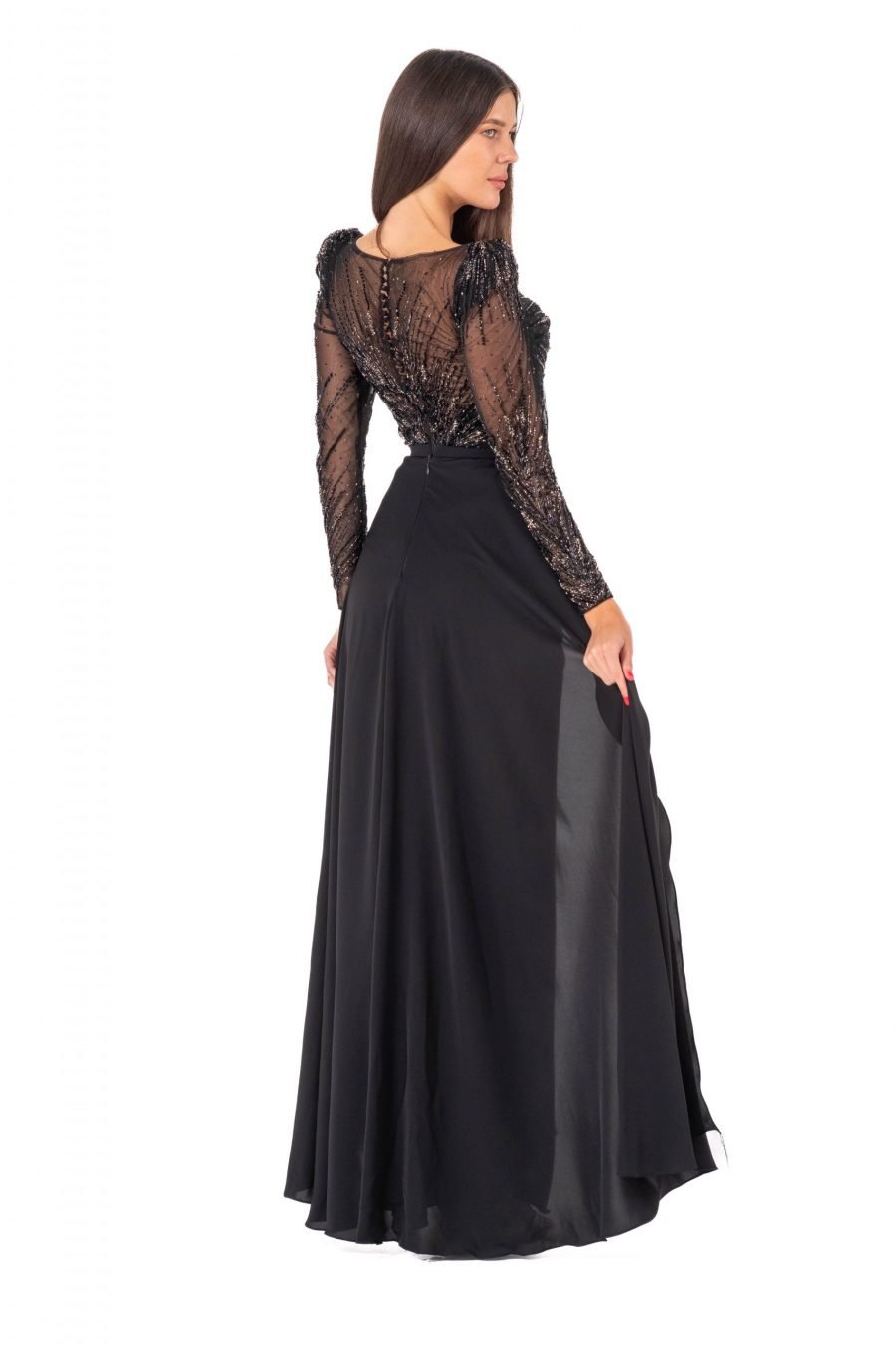 Boat neck High Knee Evening Dress - Image 8