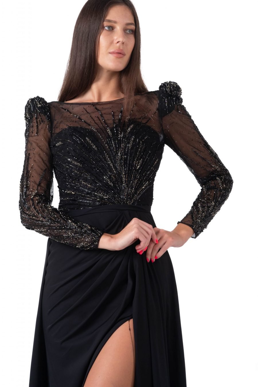 Boat neck High Knee Evening Dress - Image 7