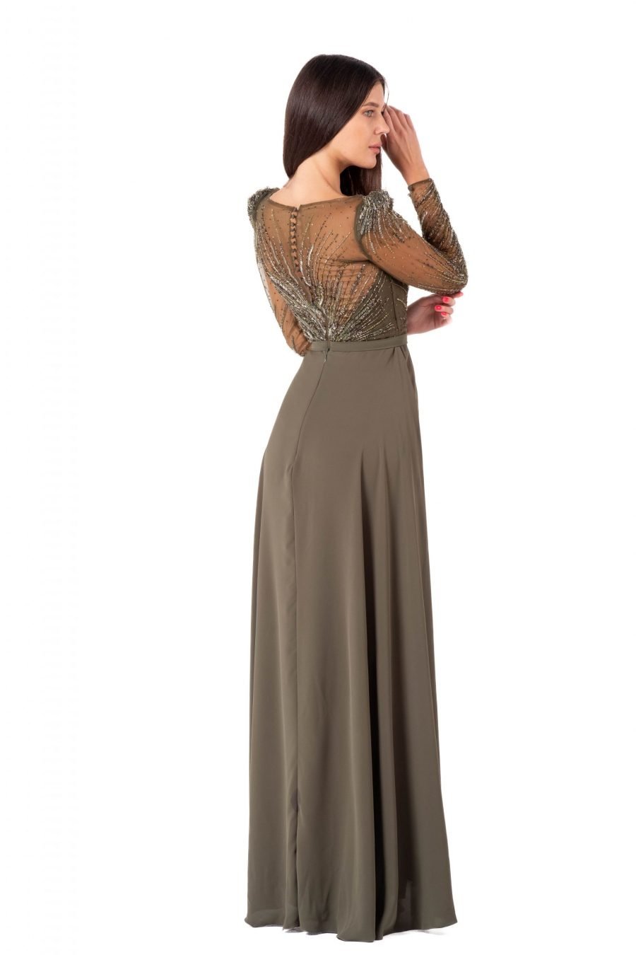 Boat neck High Knee Evening Dress - Image 4
