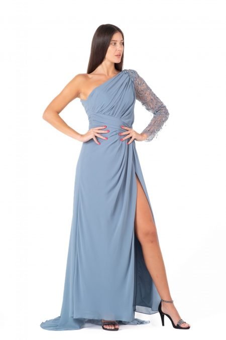 Asymmetric High Knee Evening Dress