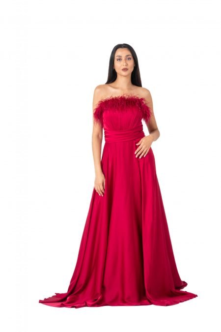 Straight Across High Knee Evening Dress