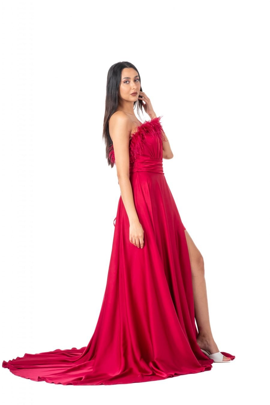 Straight Across High Knee Evening Dress - Image 2