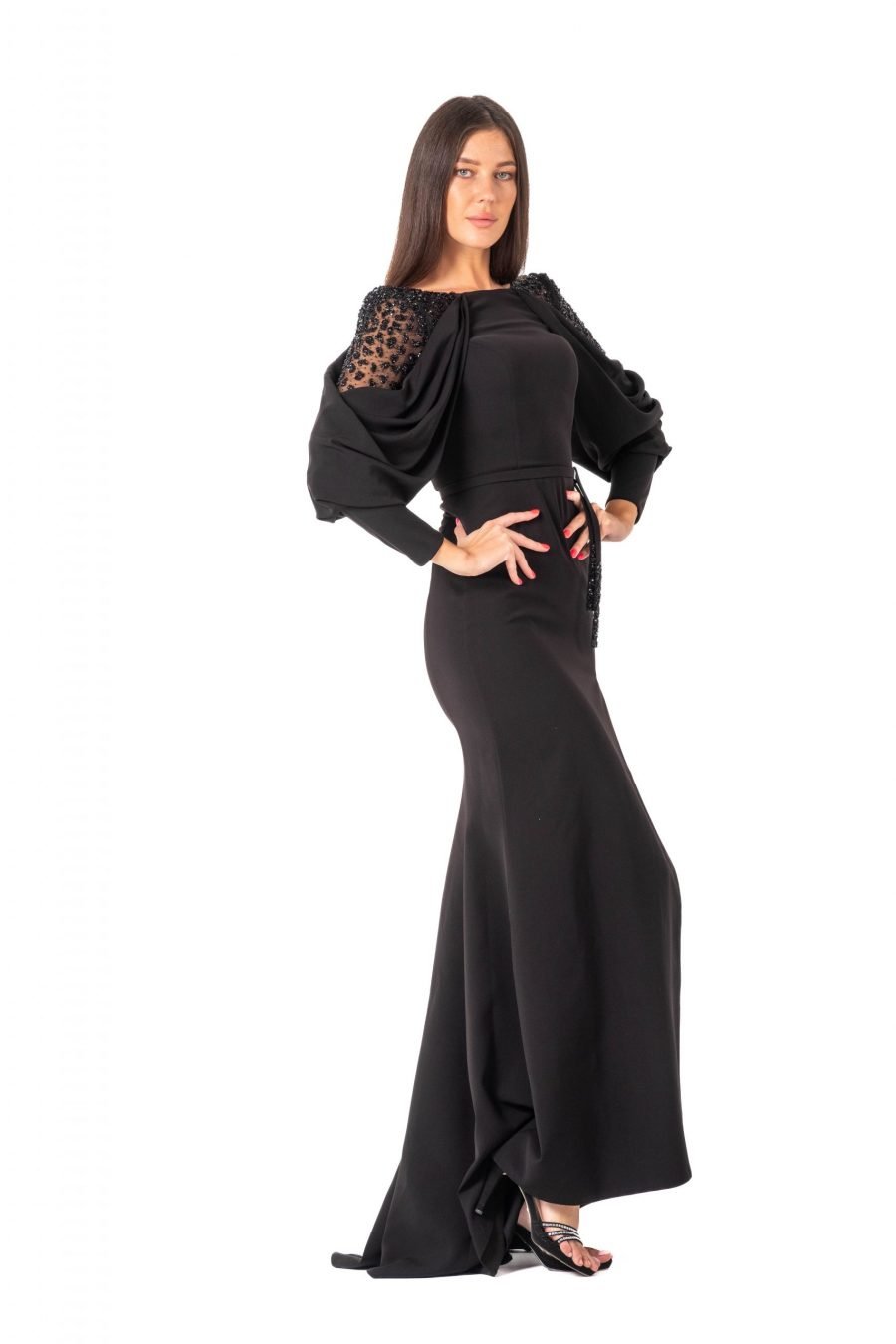Boat neck High Knee Evening Dress - Image 2