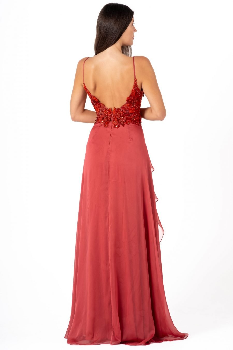 V-Neck High Knee Evening Dress - Image 8