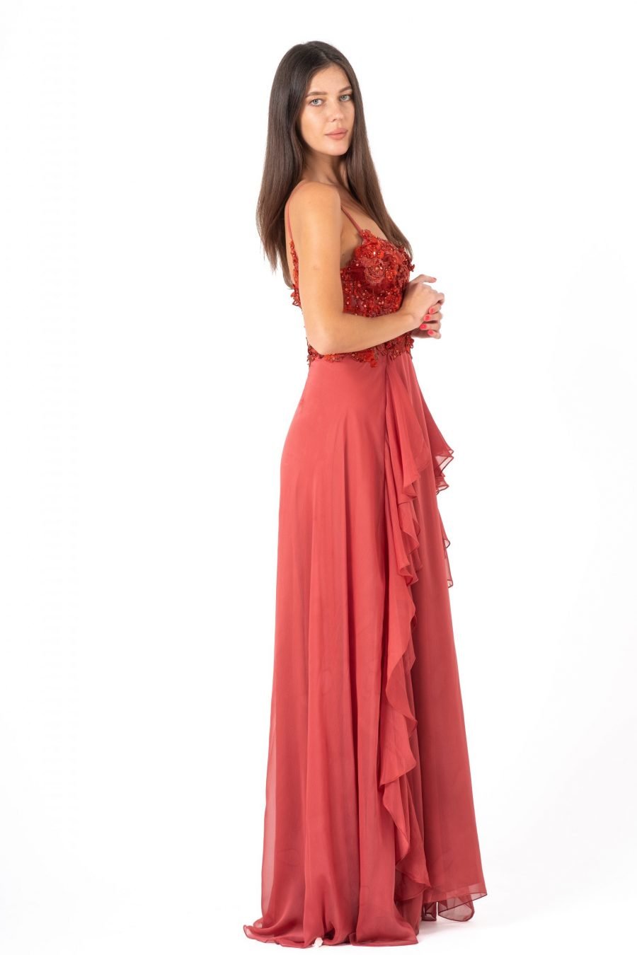 V-Neck High Knee Evening Dress - Image 7