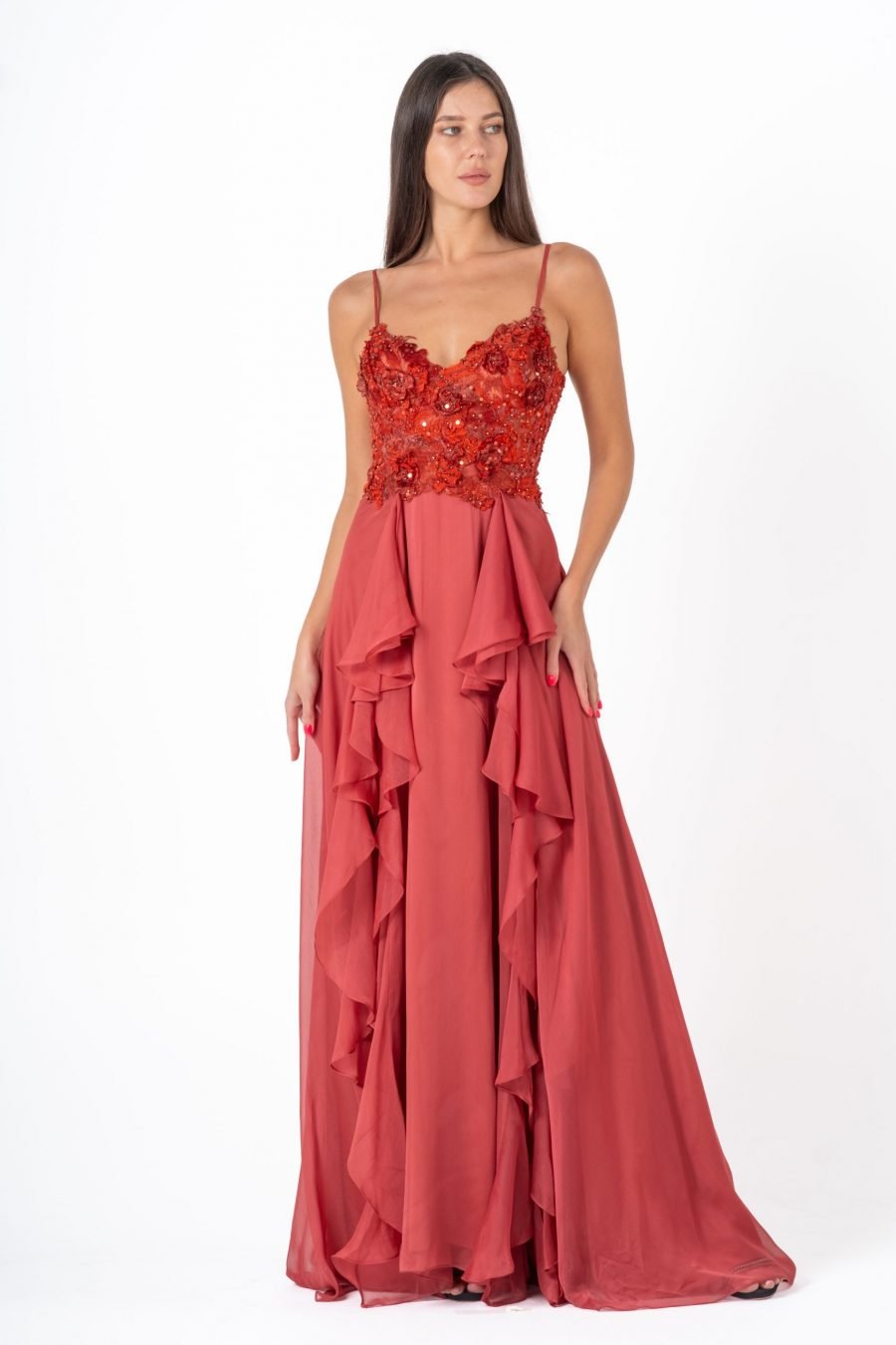 V-Neck High Knee Evening Dress - Image 6