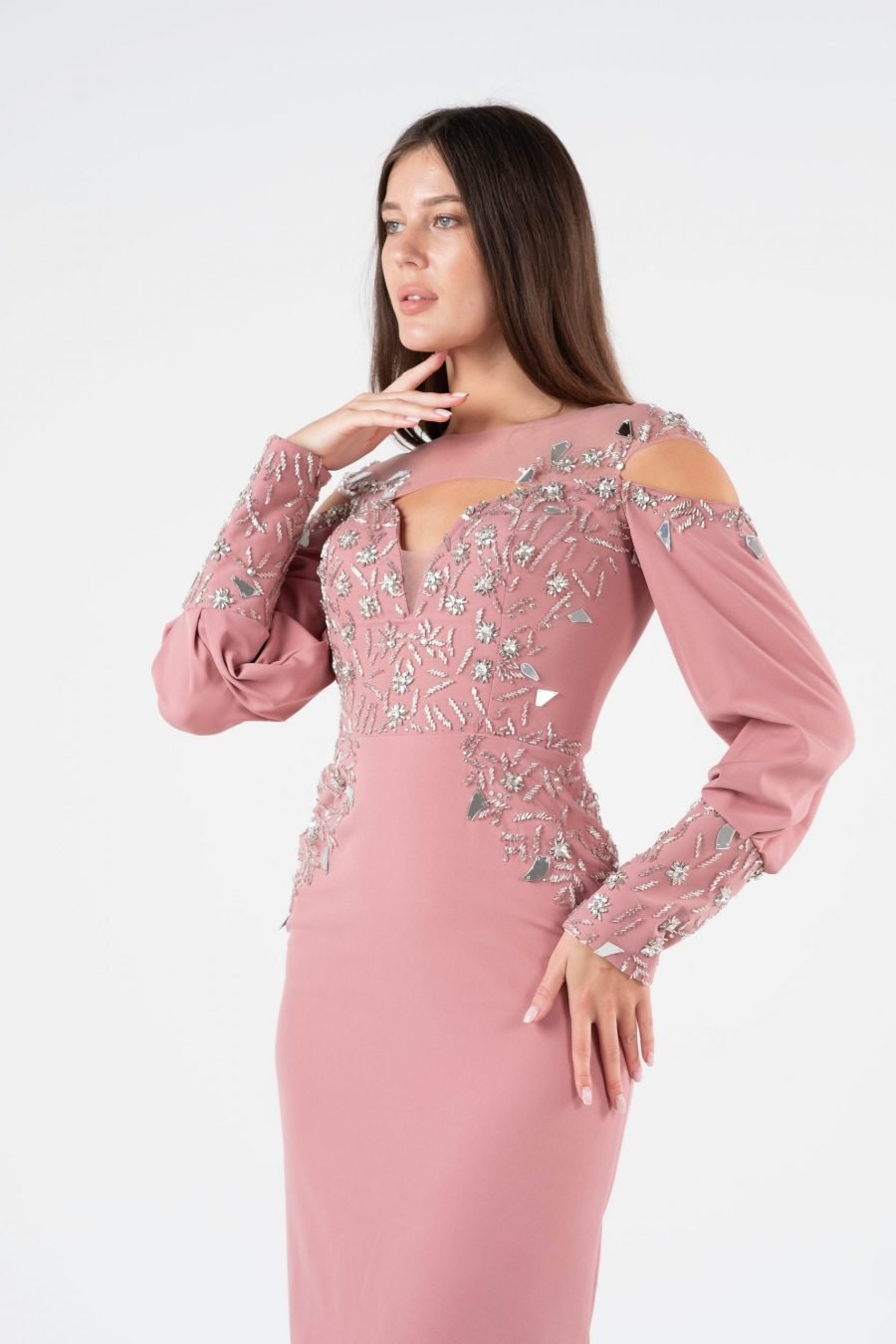Boat Neck Slipdress Evening Dress - Image 10