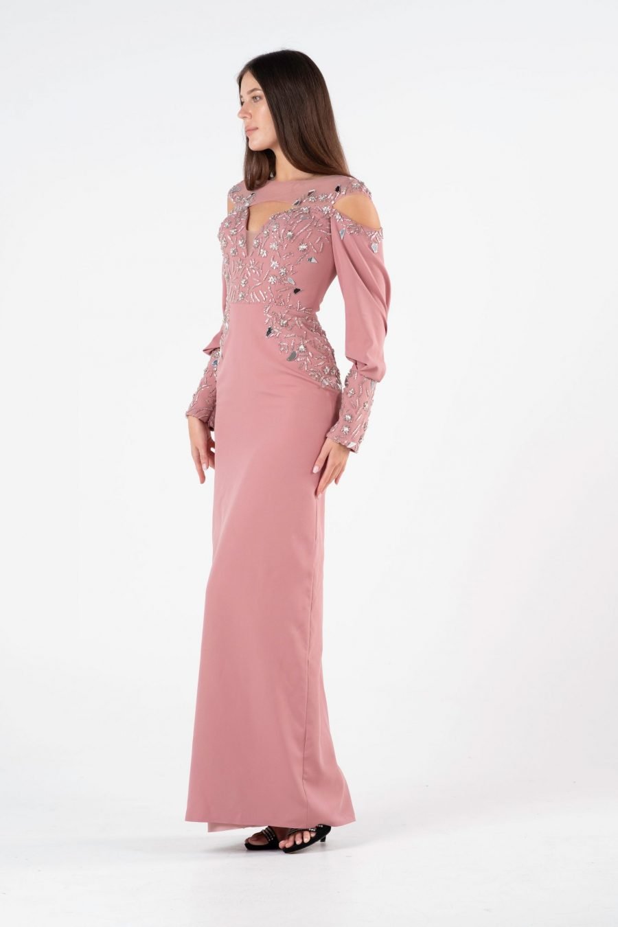 Boat Neck Slipdress Evening Dress - Image 11
