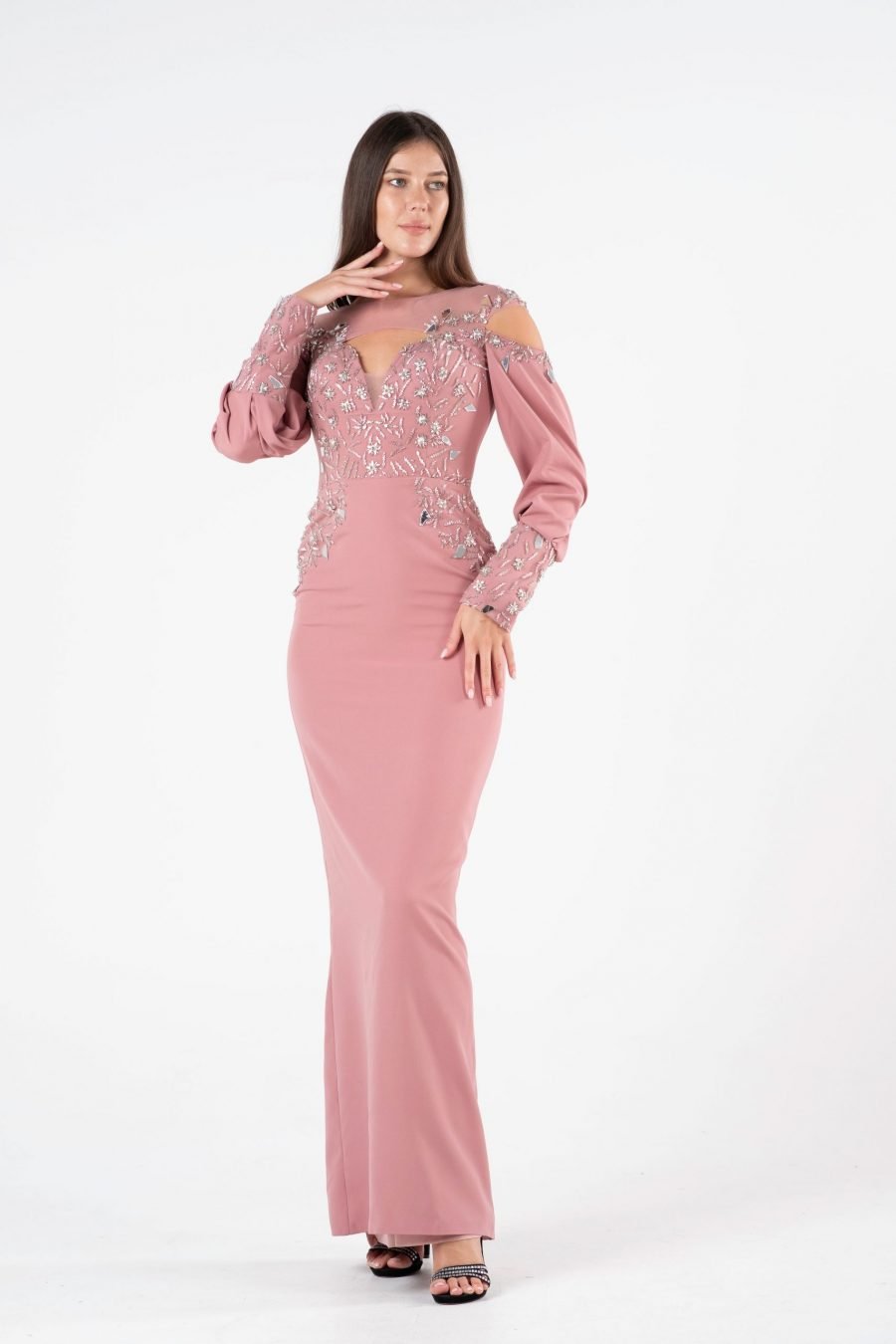 Boat Neck Slipdress Evening Dress - Image 12