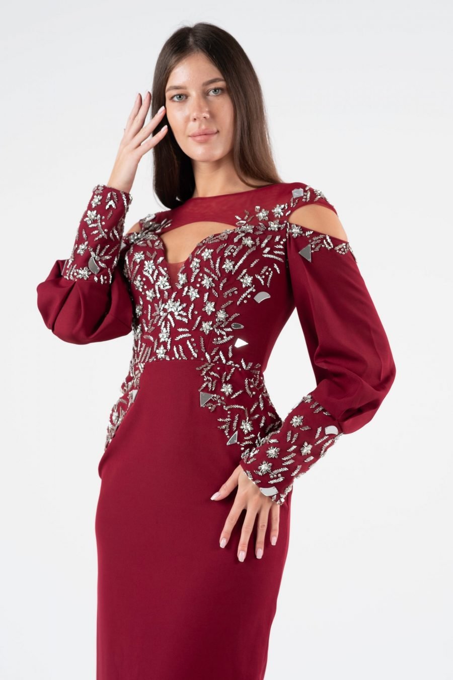 Boat Neck Slipdress Evening Dress - Image 5