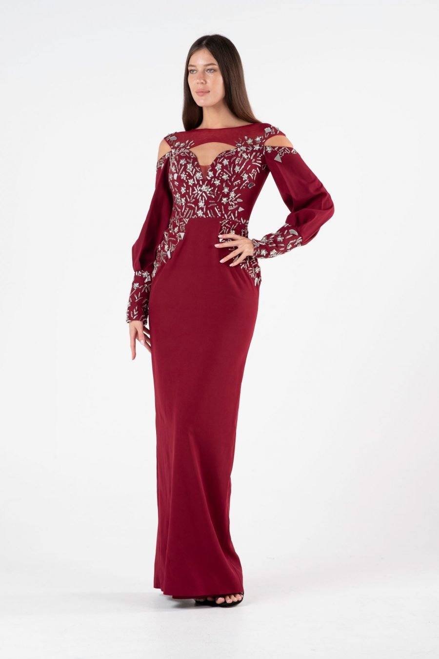 Boat Neck Slipdress Evening Dress - Image 8