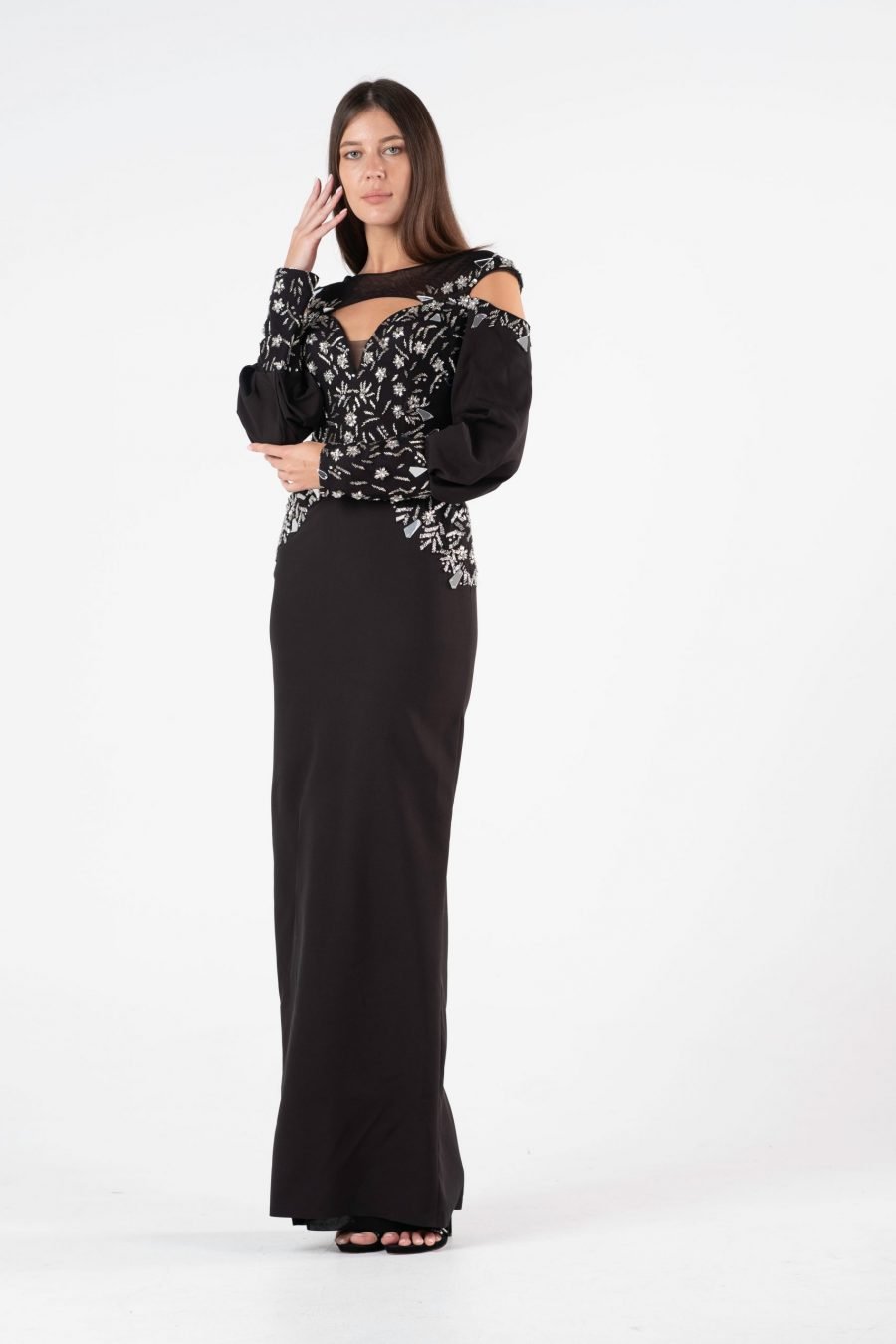 Boat Neck Slipdress Evening Dress