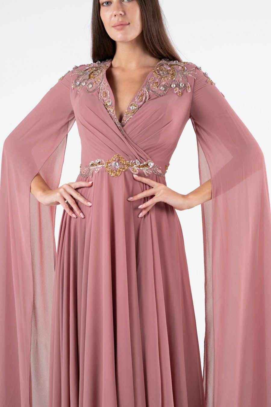 V-Neck A-Line Evening Dress - Image 9